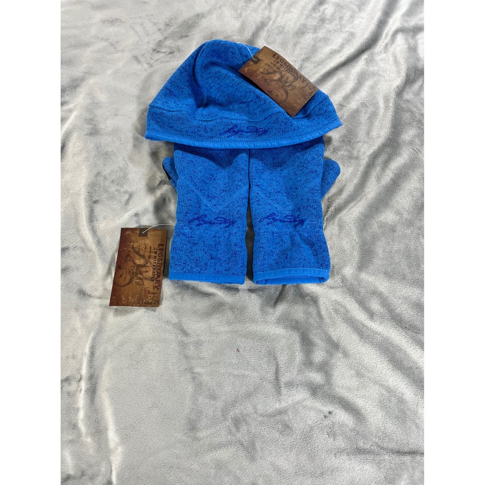 Legendary Whitetails Blue Beanie One Size and‎ Mittens Small Set NWT